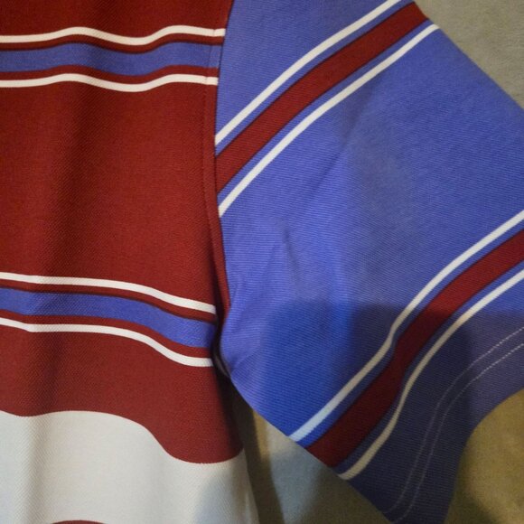 Bogey Boys Mens Large Striped Golf/ Goat Polo Red/ Purple Short Sleeve Preppy‎ - Picture 5 of 7